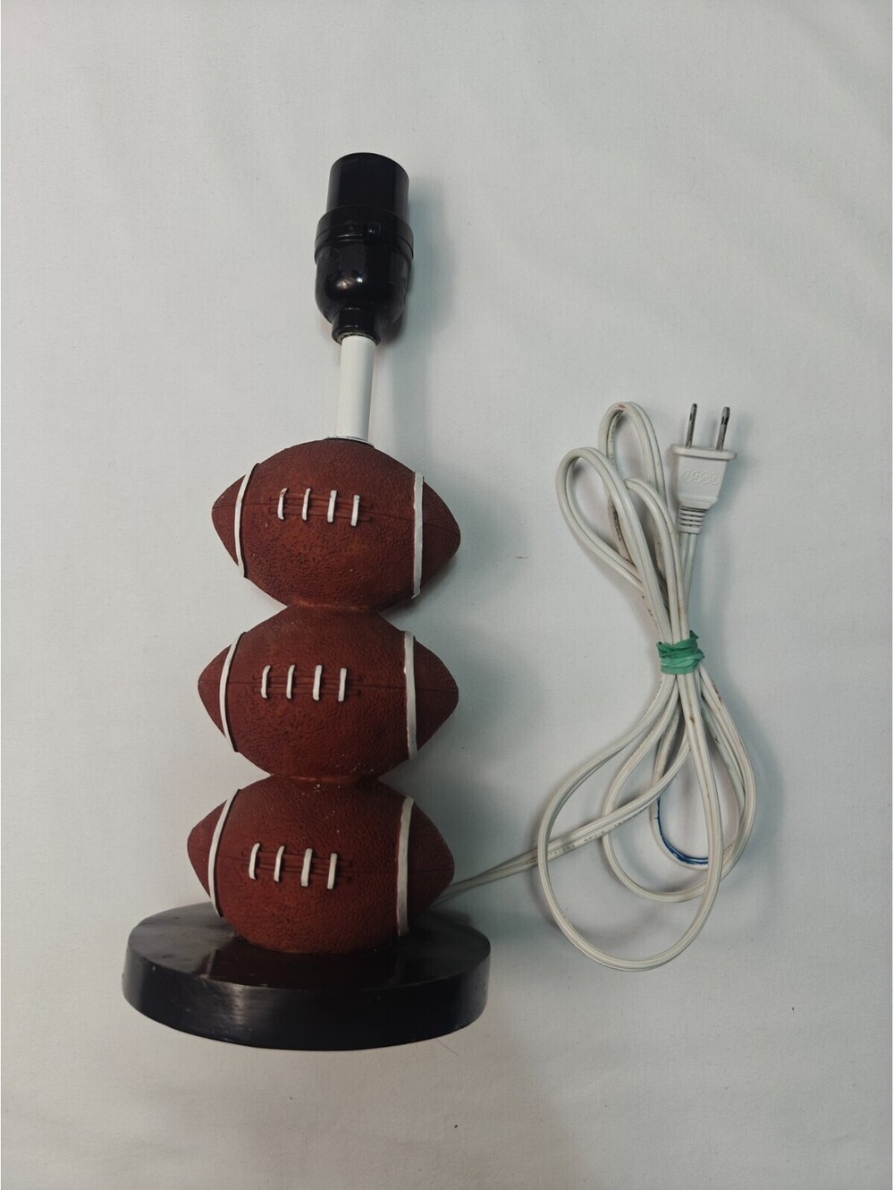 Football Table Lamp 3 Stacked Footballs Sports Decor Desk Lamp Brown WORKING